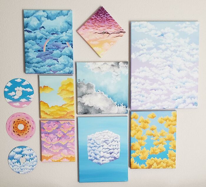 Paintings of clouds on the wall 