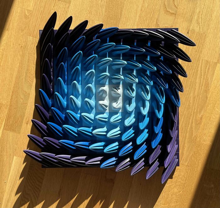 Blue and purple wall sculpture 