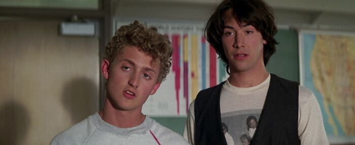 Scene from "Bill & Ted's Excellent Adventure" movie