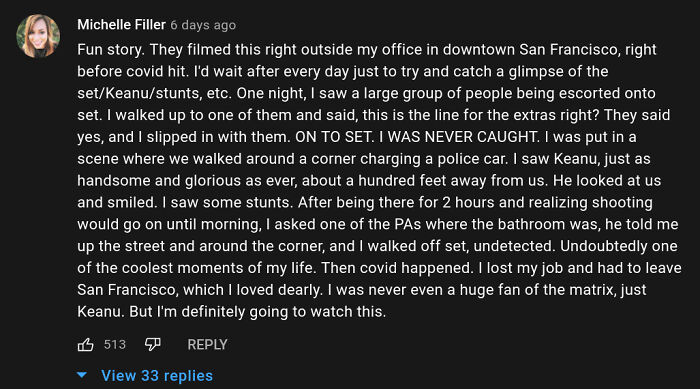 Woman Pretends To Be An Extra For The Matrix 4 Filming (Comment On Trailer)