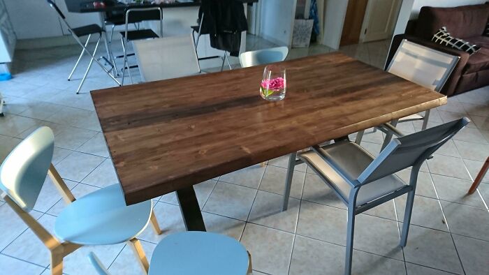 Photo of wooden dinner table