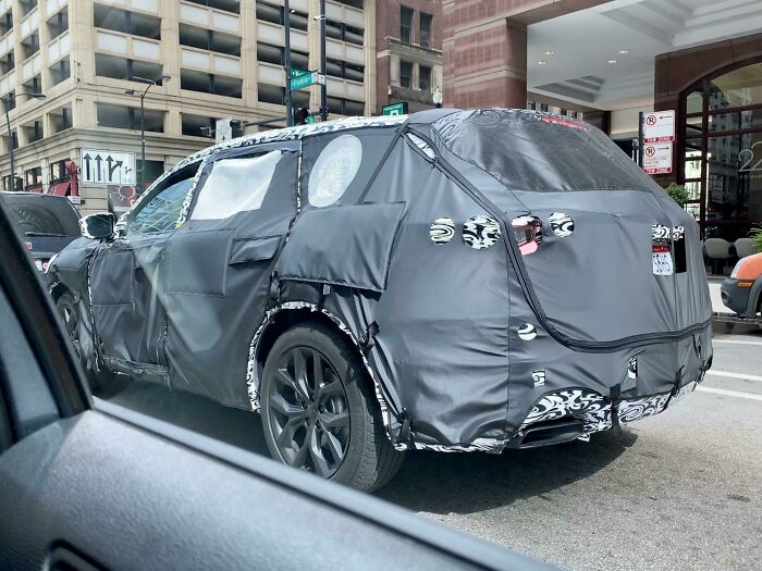 Not Yet Released 2020 Car Being Driven Downtown, Totally Hidden