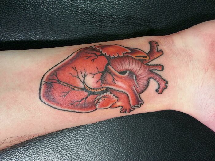 Anatomical Heart Tattoo on wrist
