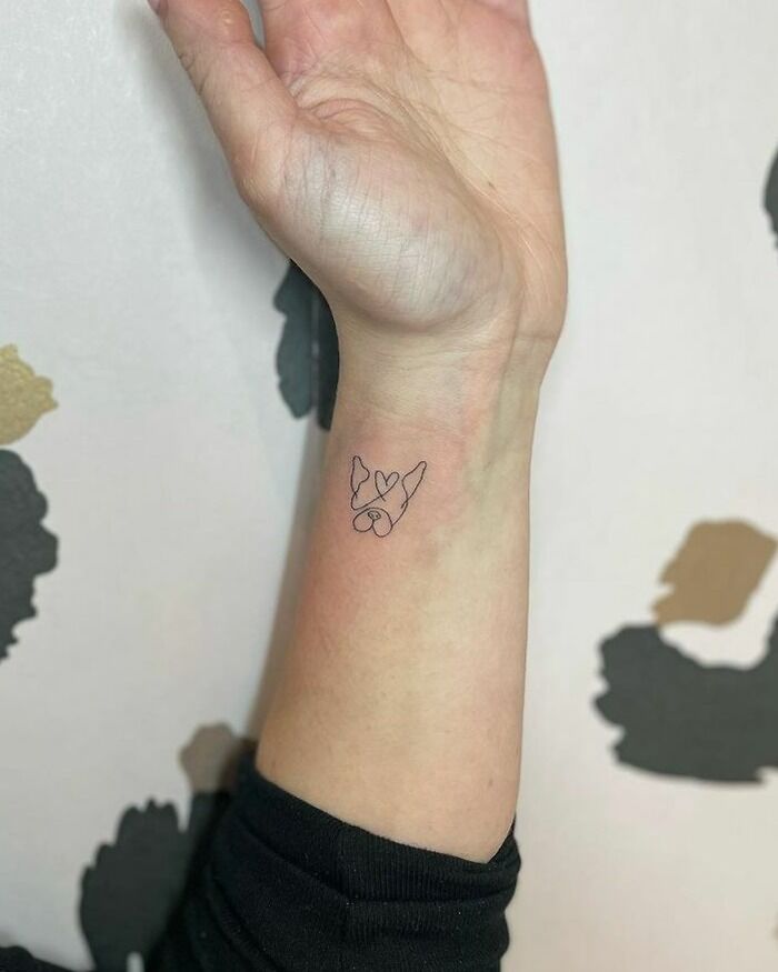 Bulldog wrist tattoo