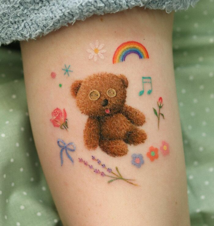 Cute Teddy Bear Tattoo On Nape  Tattoo Designs Tattoo Pictures
