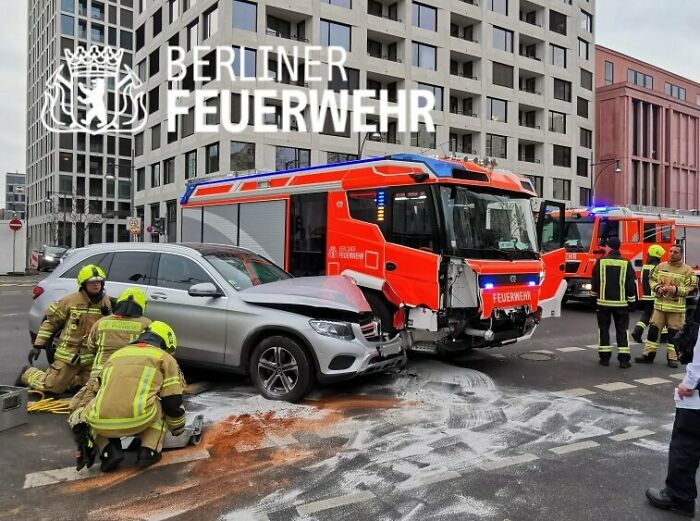 A Car Belonging To A Chinese Diplomat Rammed The Berlin Fire Department's New Electric Fire Truck