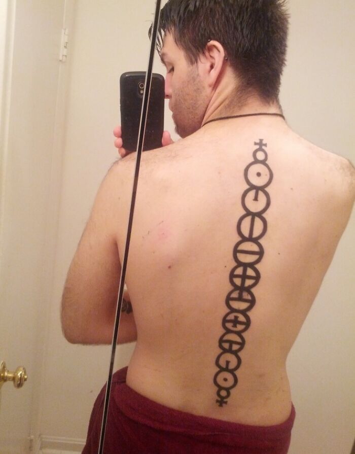 Golden Chain Of Homer, Spine tattoo 