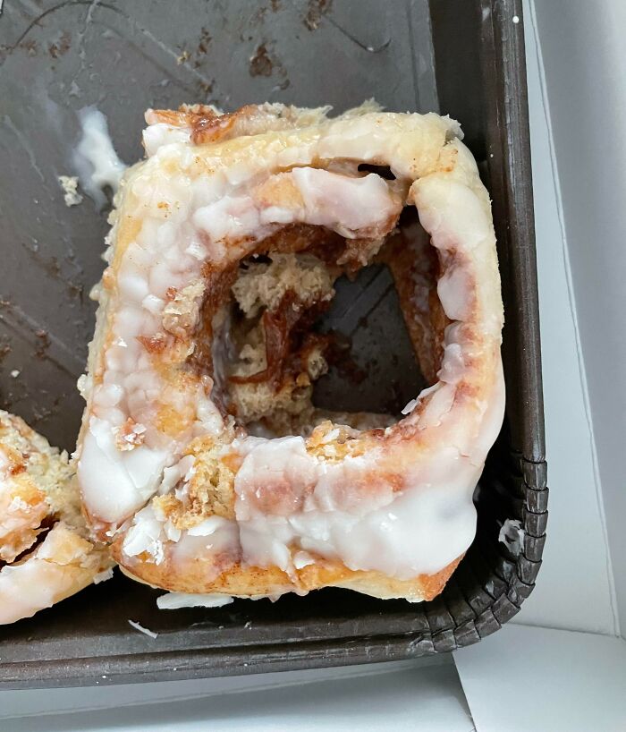 Boss Brought In A Few Cinnamon Rolls To Share. One Of My Coworkers Did This