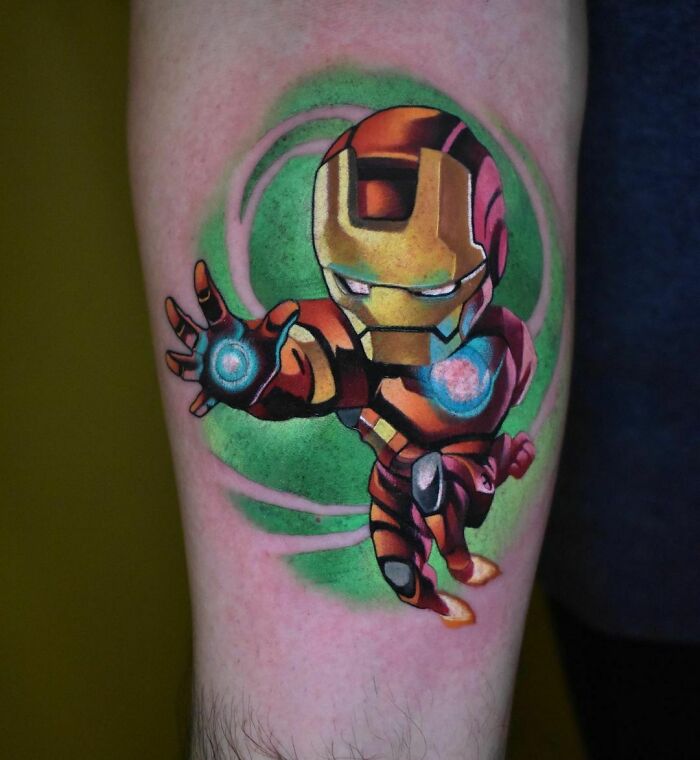 Iron man flying tattoo 