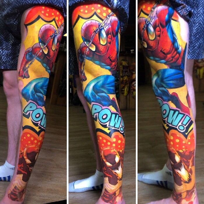 Spider Man Legsleeve tattoo 