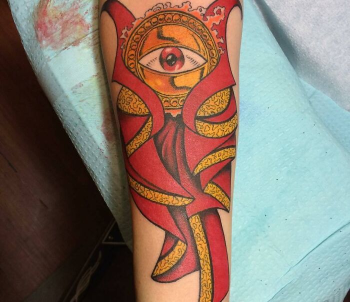 Doctor Strange's Cape and eye tattoo
