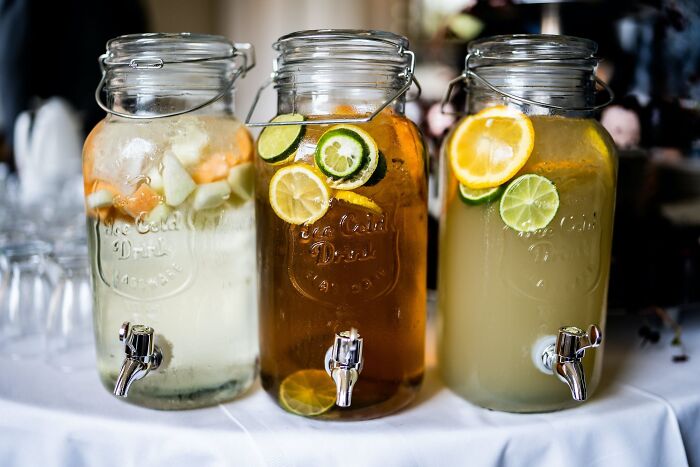 three jars of lemonade