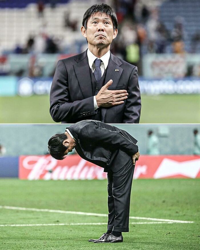 Japan Manager Hajime Moriyasu Bowed In Appreciation To The Fans Who Traveled All The Way To Support Their Team