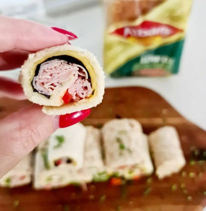 Pack Sandwich Sushi Rolls For Lunch Made With Albany Low Gi Bread. This Is Such A Fun, Quick And Easy Way To Just Be A Little Bit Different Than Your Ordinary Sandwich