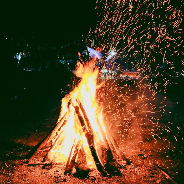 bonfire with sparks