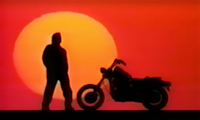 Heat Vision and Jack intro and silhouette of Jack with motorbike