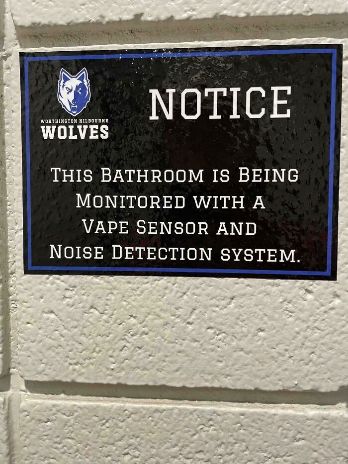 Vape Sensor Notice For High School Bathrooms