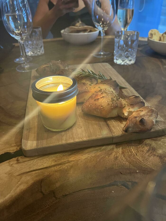 The Candle Is Actually Butter To Dip The Bread In