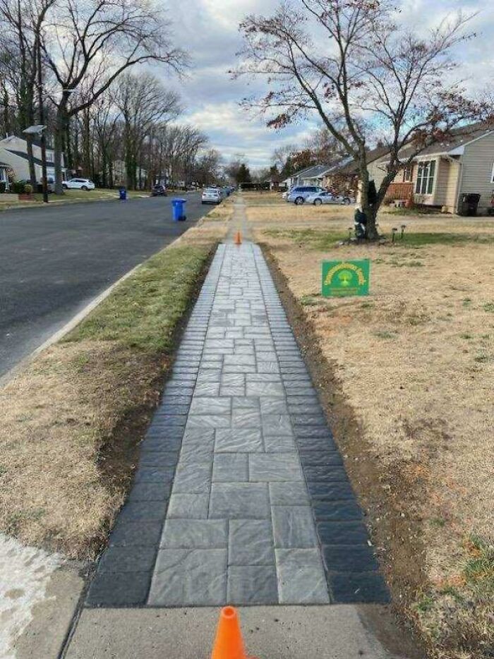 Neighbors Went Upscale In Their Sidewalk Replacement, But Picked Incredibly Slippery Pavers