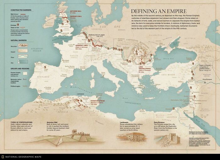 The Roman Empire's Border Defenses In 150, By National Geographic