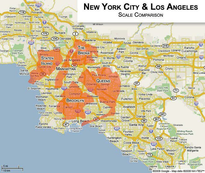 New York vs. Los Angeles Size Comparison