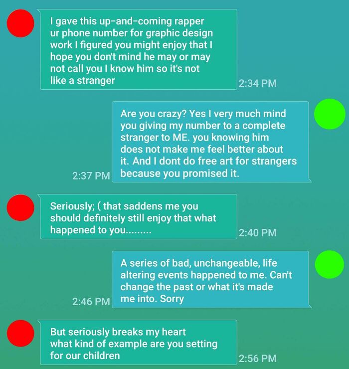 Had My Ex Disappointed I Wouldn't Do Free Work For "Up-And-Comming-Rapper" Friend. Apparently I'm A Bad Example For My Kids