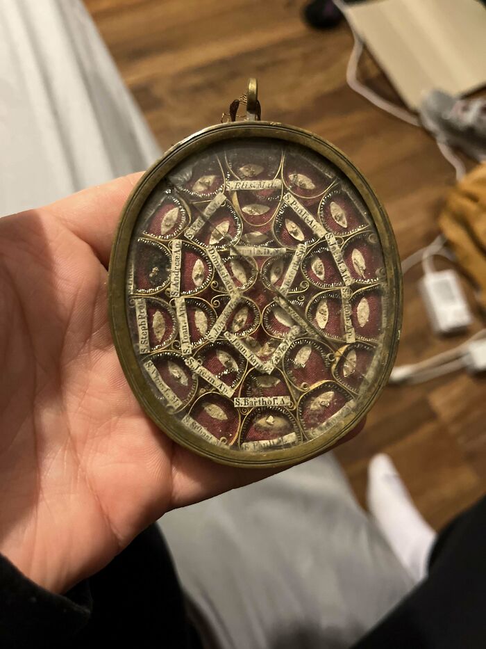 Metal And Glass Locket With Writing