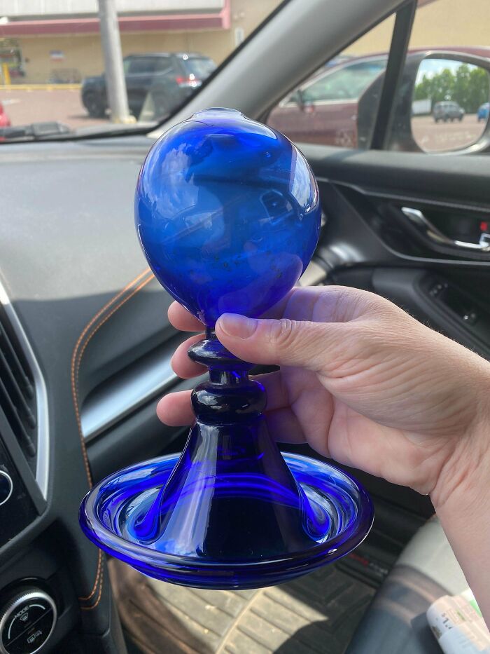 Blue Glass Thing Found At Goodwill. About 5 Inches High With A Hole In Top