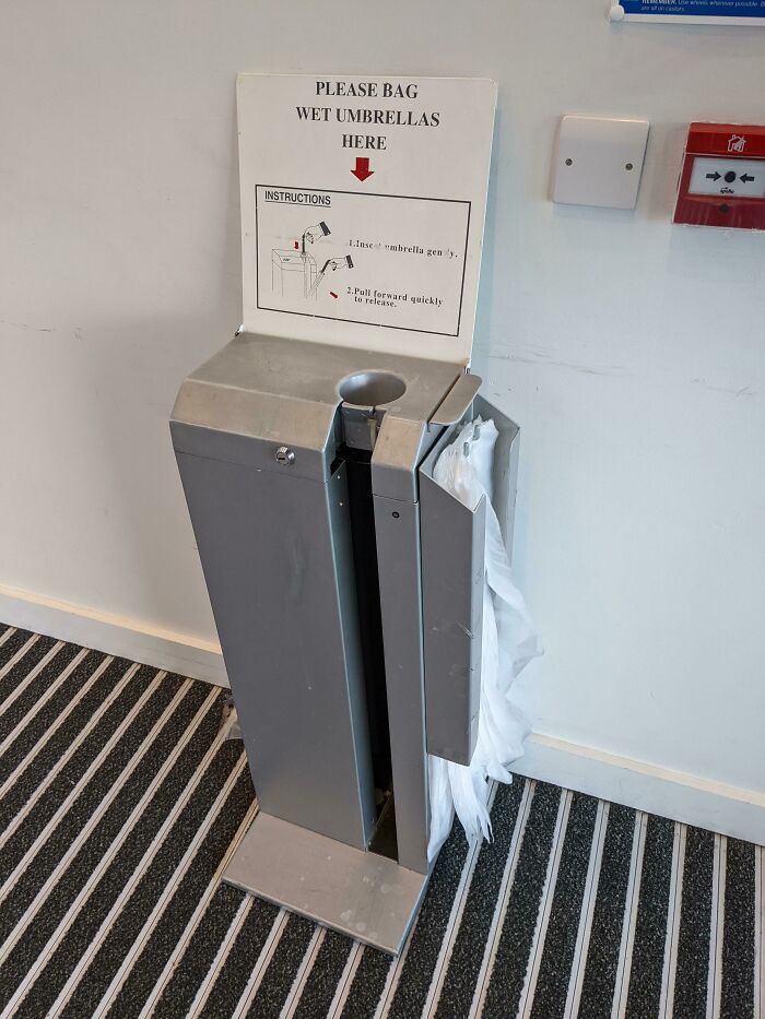 This Wet Umbrella Contraption At A Hospital In England, I Have Never Seen This Anywhere