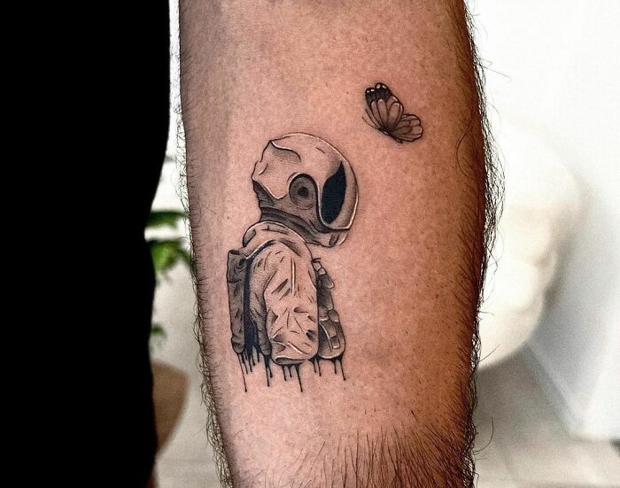 Astronaut And Butterfly Tattoo