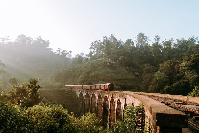 Sri Lanka bridge with the train on it 
