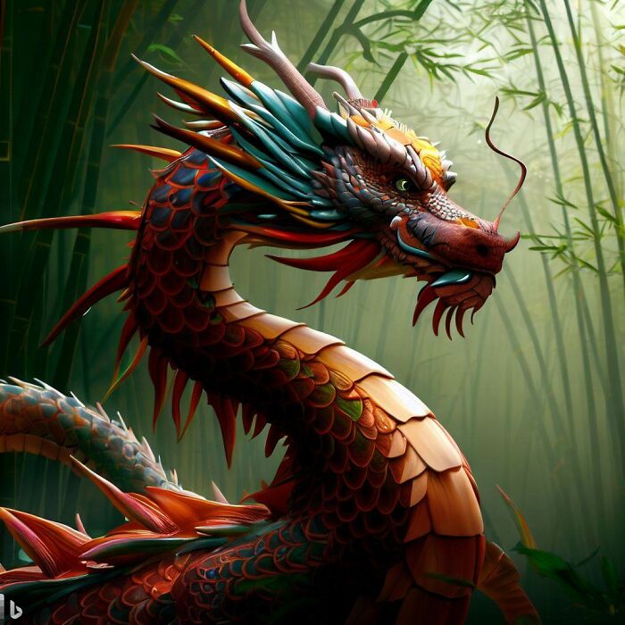 Chinese Dragon In A Bamboo Forest