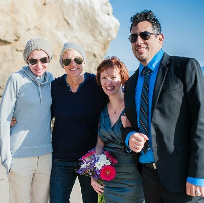 Just After The Ceremony, I Was Taking Pictures Of The Newlyweds When Ellen And Portia Stroll Up And Congratulate Brigid And Xavier. How Random Is That?