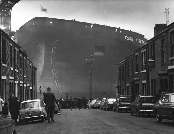 Esso Hibernia Tanker Under Construction, Wallsend, England, 1970