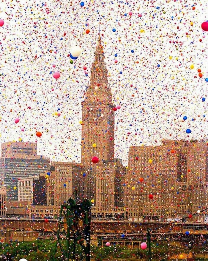On September 25, 1986, The City Of Cleveland, Ohio, Released 1.5 Million Balloons As Part Of A Charity Event Called "The Great Balloon Race."