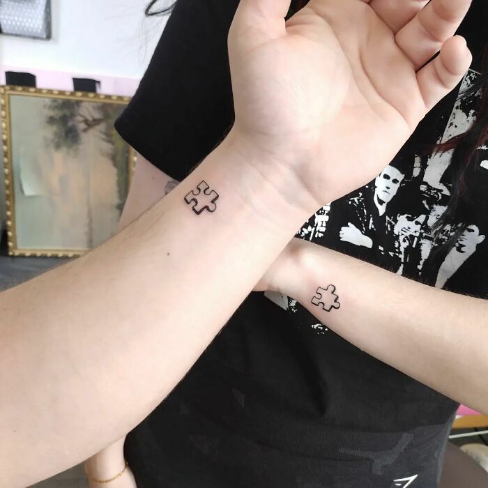 Puzzles Couple Wrists Tattoos