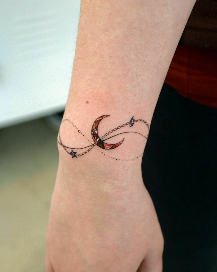 Infinity bracelet wrist tattoo
