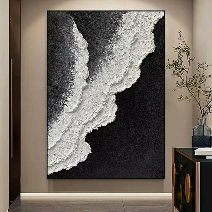 Black and white canvas on the wall 