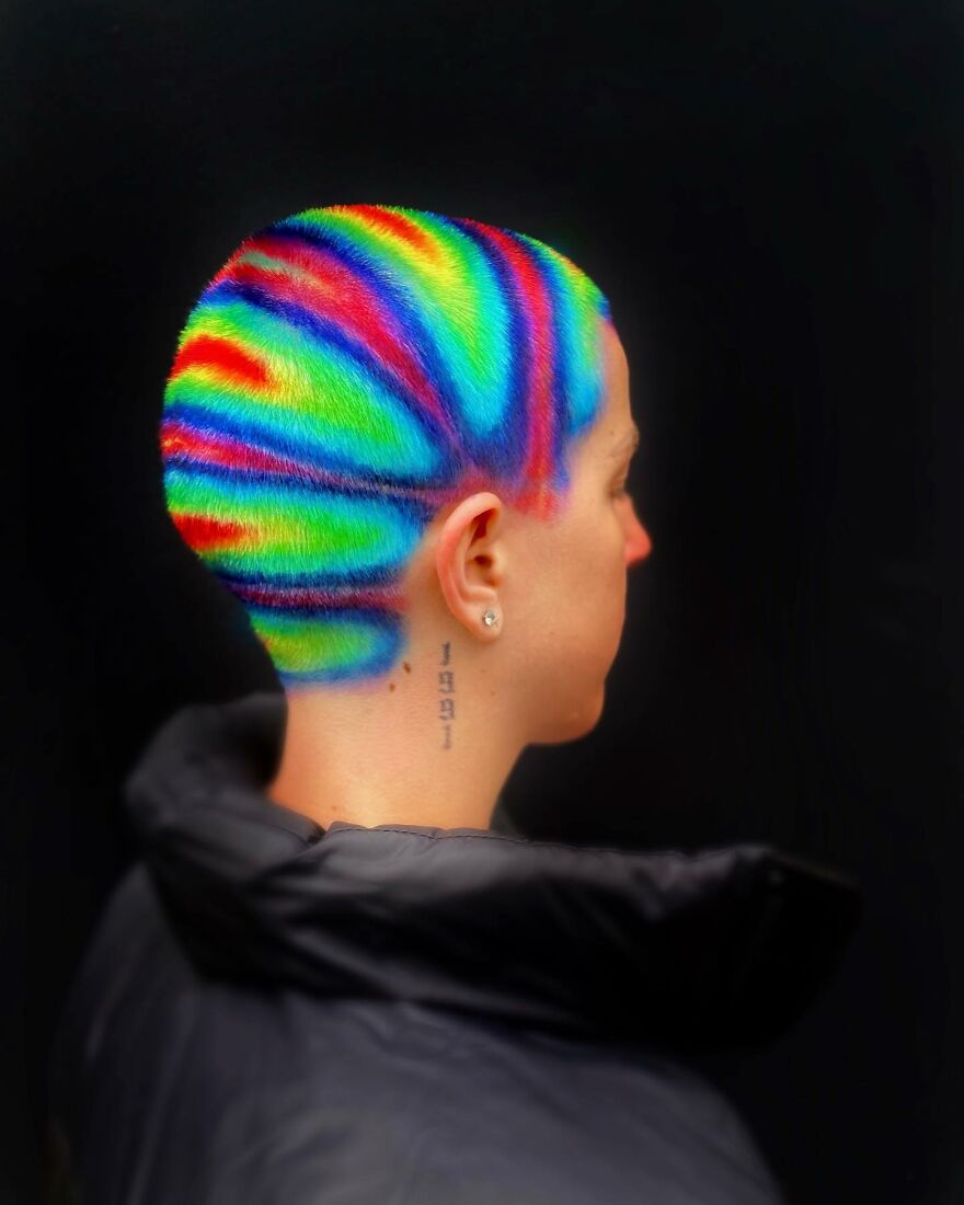 Hairdresser Uses Her Clients' Heads As A Canvas And The Result Is Incredible