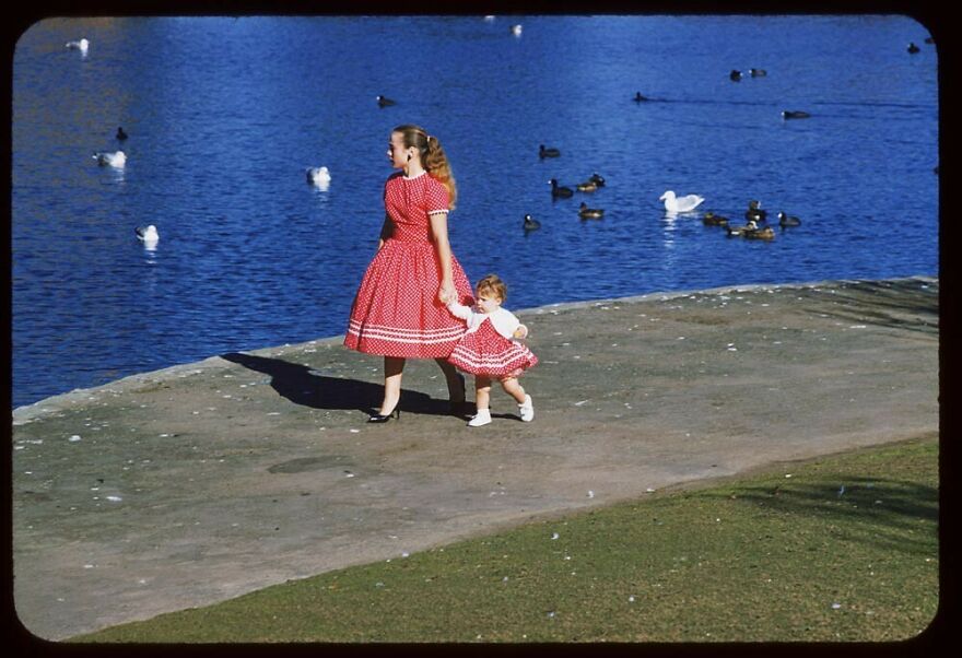 Mother And Daughter Walk Along Lagoon, Palace Of Fine Arts, San Francisco, 1960