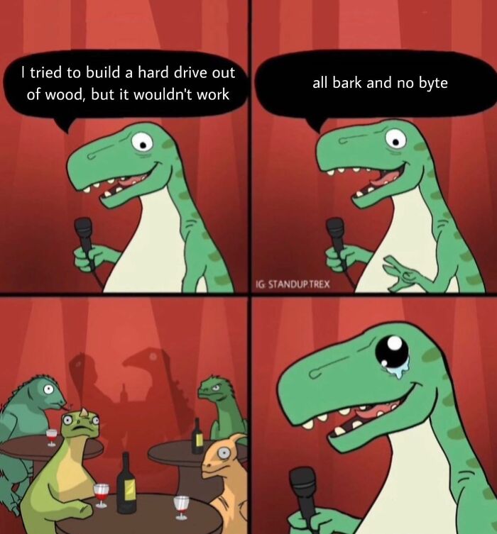 Meet Standup T Rex, The Dino Trying To Make His Audience Laugh At His Bad Jokes