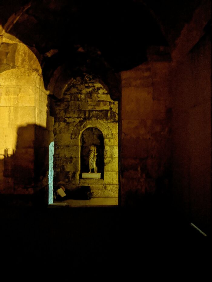 I Took The Photo Of An Ancient Greek Temple In Total Darkness And To My Surprise There Was A Statue Inside