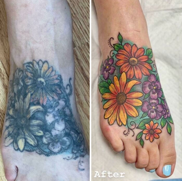 Complete Overhaul Of My 8 Year Old Flowers. Saga Maria At Valkyrie Tattoo In Dallas