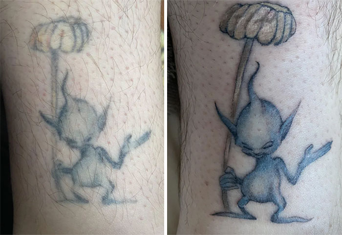 12 Year Brian Froud Tattoo Rework Before And After