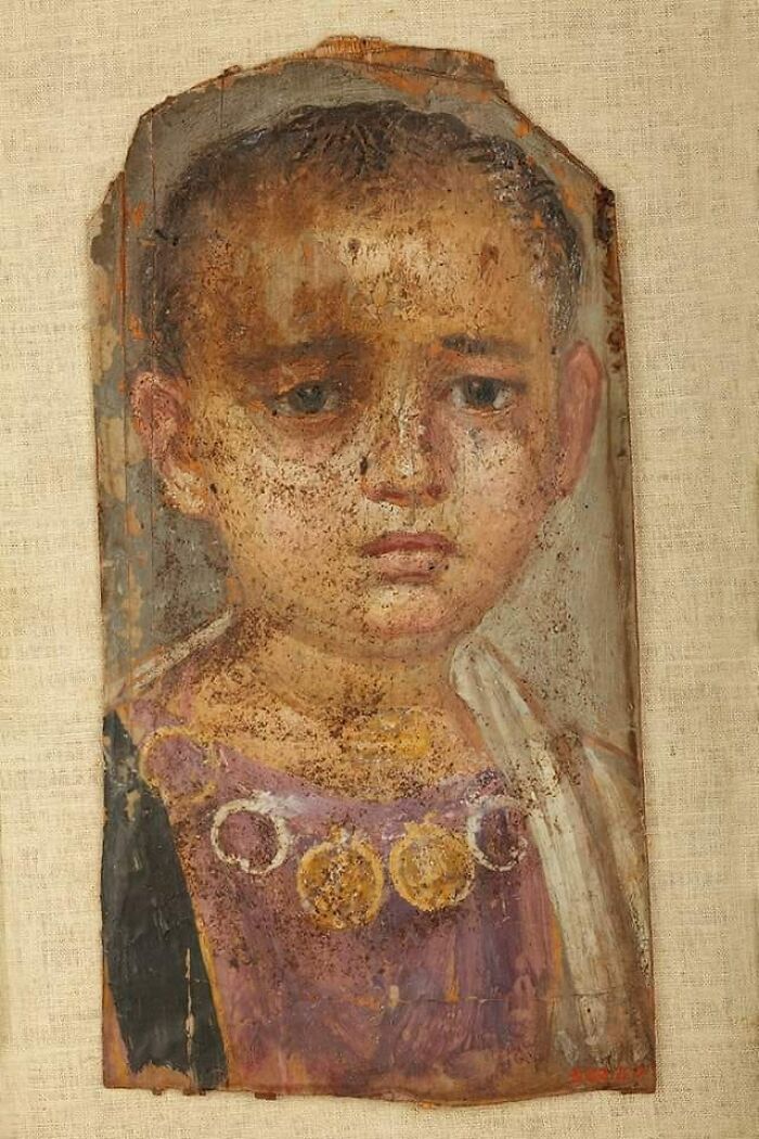 A Fayum Portrait Of A Little Girl From Hawara, Egypt, 1st Century Bc. Discovered With The Mummy Of Demos, Who May Have Been The Child's Mother. Egyptian Museum, Cairo