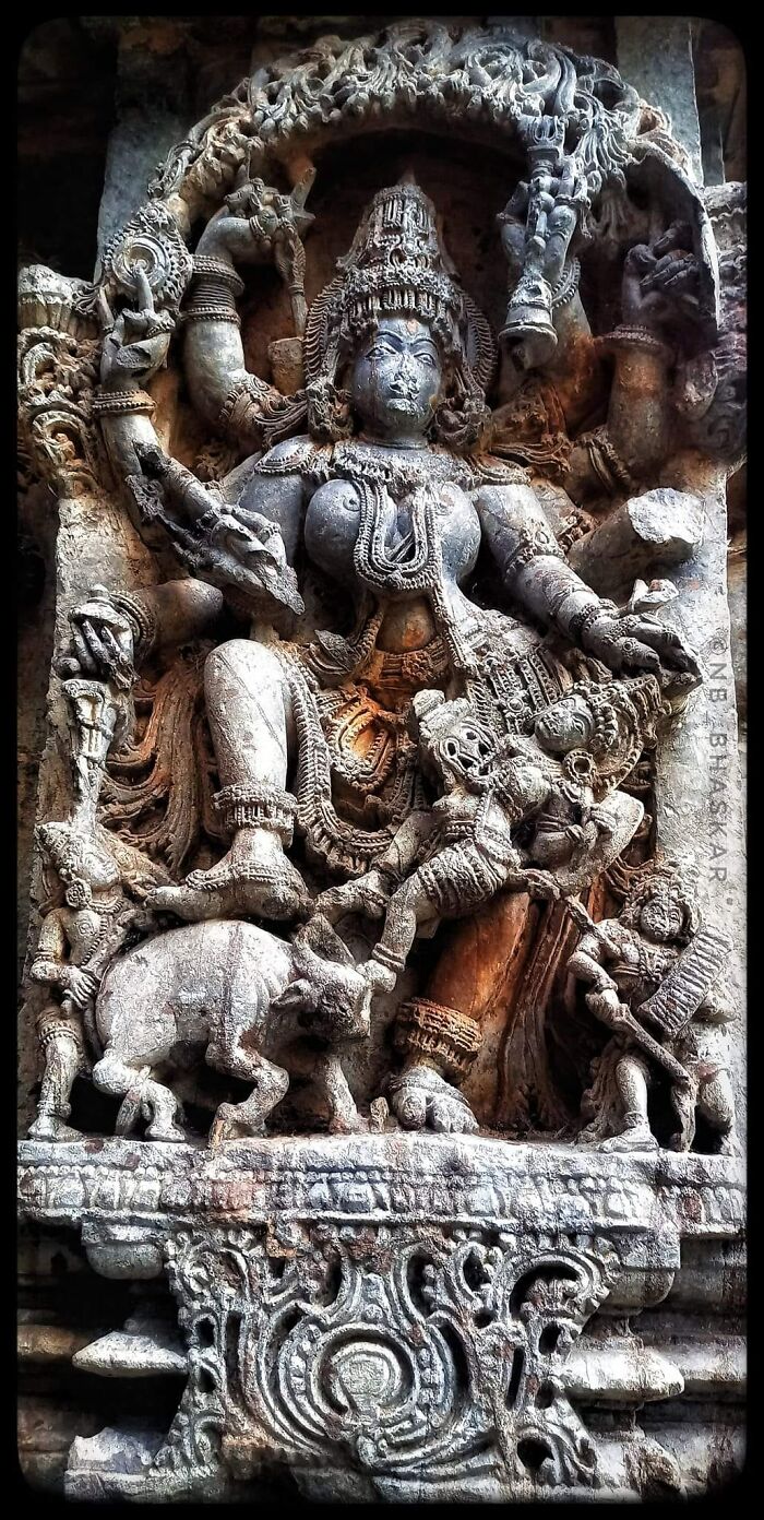 "Mahishasura Mardini". 12th Century Kedareshwara Temple Halebidu