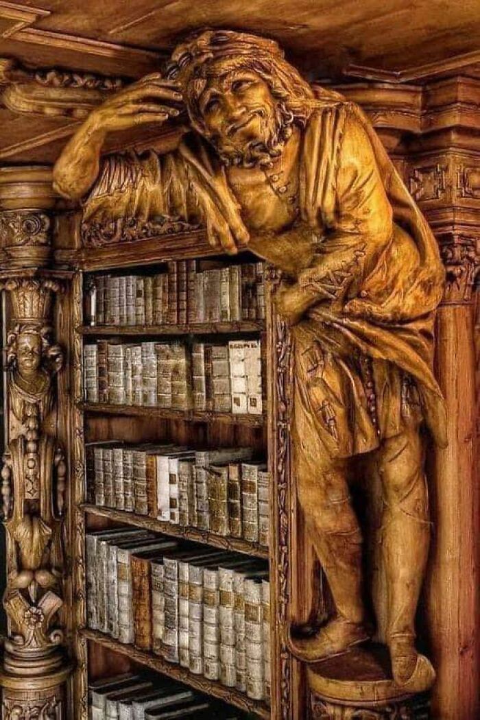 A Bookshelf In The Abbey Of Waldsassen In Bavaria,germany
