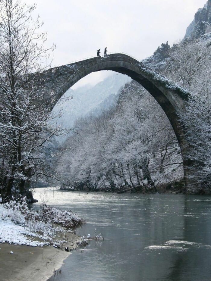 A Number Of Old Stone Bridges Span The Rivers Near The Town Of Konitsa In Northwestern Greece