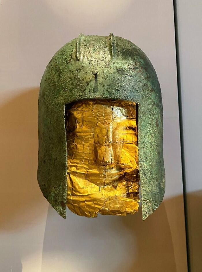 Helmet And Gold Burial Mask Of A Macedonian Warrior, C.520 Bc