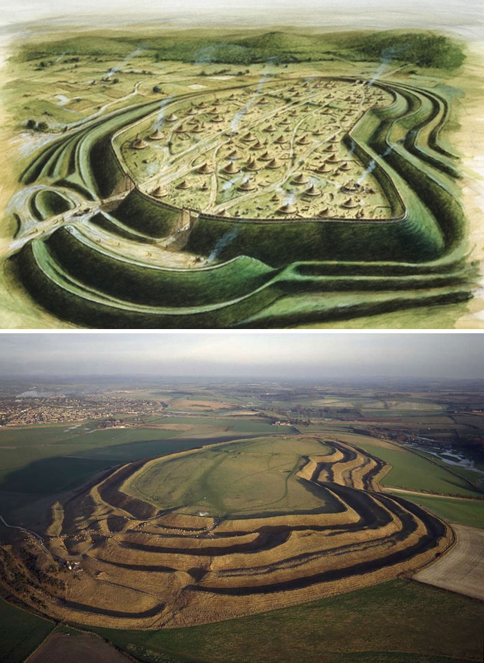 Then vs. Now : Maiden Castle; Largest Hill Fortress In England